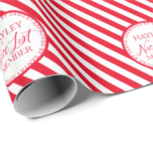 Red Nice List Member Approved By Santa Christmas Wrapping Paper