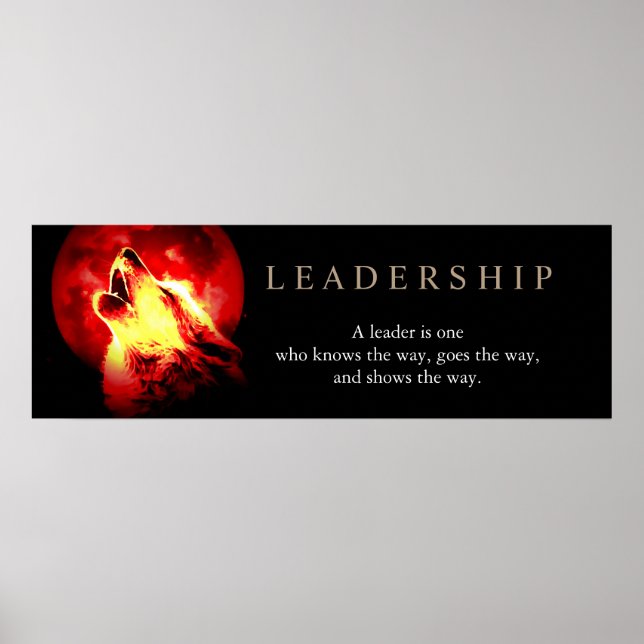Red Night Fullmoon Leadership Wolf Poster (Front)