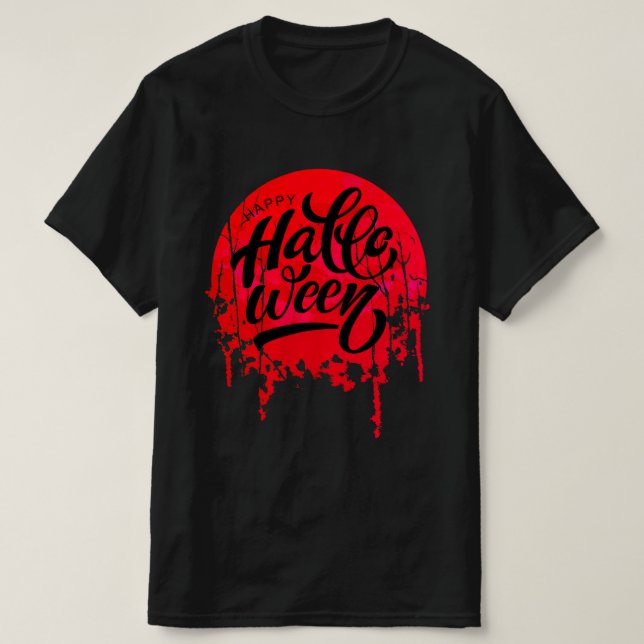 Red Night Happy Halloween T-Shirt (Design Front)