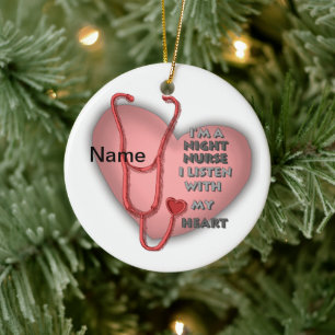 Red Night Nurse Heart  ornament