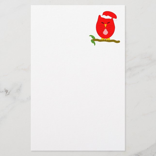 Red Night Owl Design Stationery (Front)