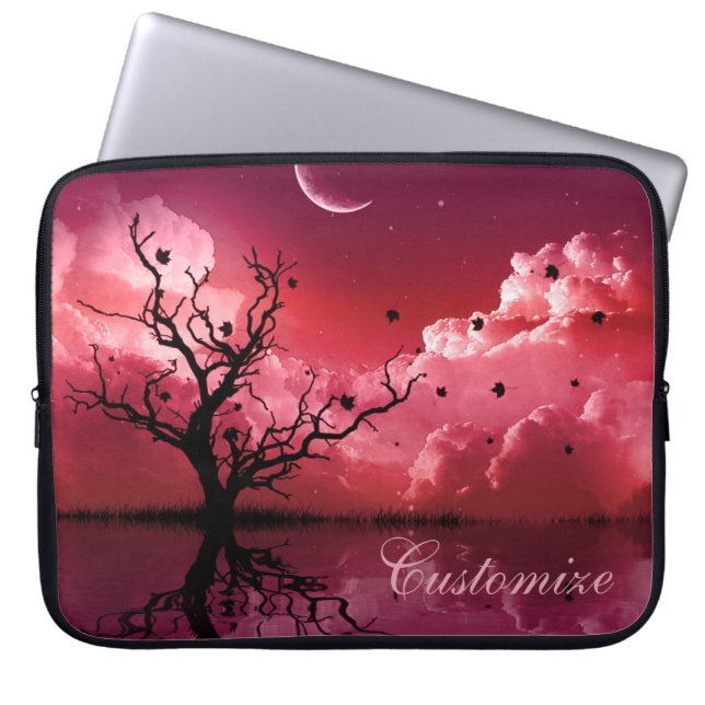 Red Night Sky Reflections Scenic Laptop Sleeve (Front)