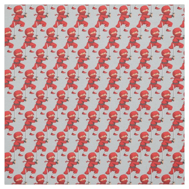 Red Ninja Design Fabric (Swatch)