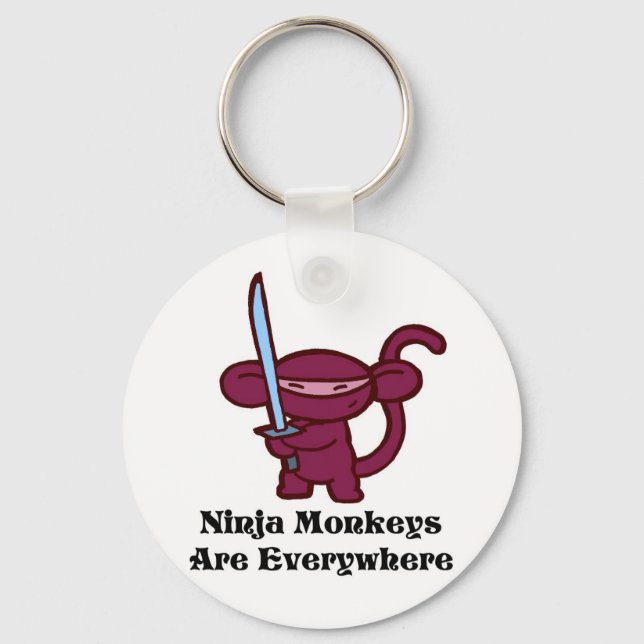 Red Ninja Monkey with Sword Key Ring (Front)