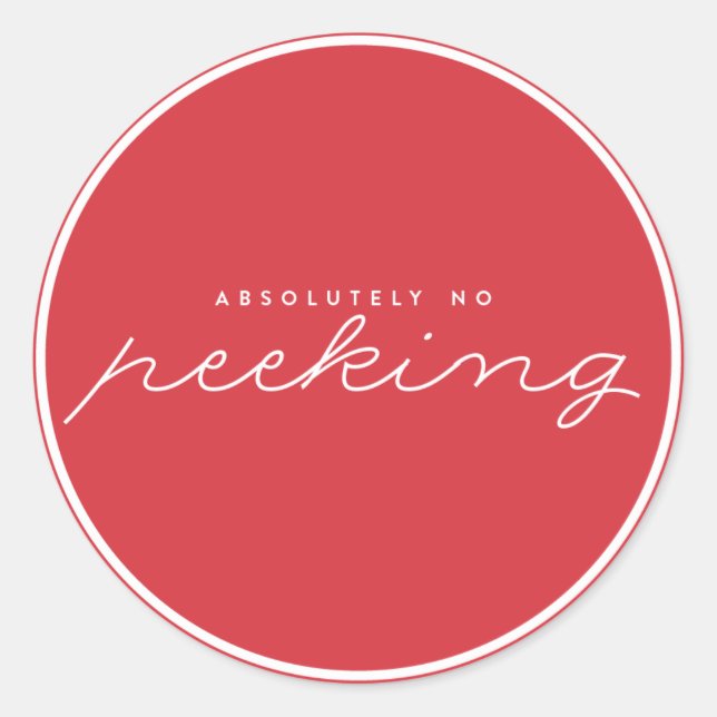 Red No Peeking Christmas Sticker (Front)