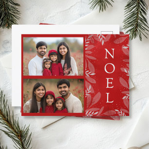 Red Noel 2 Photo Holiday Postcard