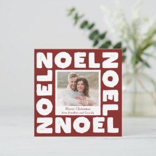 Red Noel Contemporary Typography Photo Holiday Card