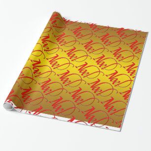 Red Noel on Gold   Christmas Wrapping Paper