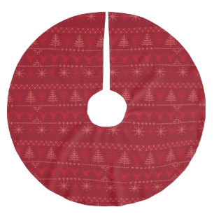 Red Nordic Christmas Pattern Tree Skirt