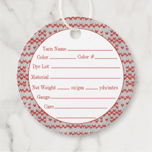RED NORDIC KNIT 2" Round Yarn Tags