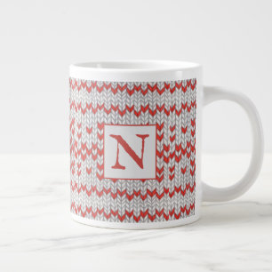 RED NORDIC KNIT Big Mug + Initial