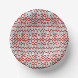 RED NORDIC KNIT Paper Bowls Paper Plate