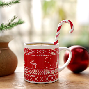 Red Nordic Reindeer Festive Scandinavian Christmas Espresso Cup