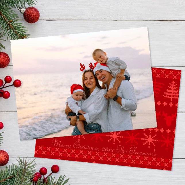 Red Nordic Scandinavian Christmas Photo Card (Family Photo Christmas Cards)