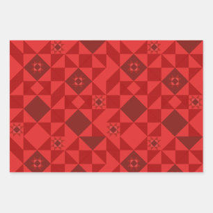 Red Nordic Star Christmas Bright Wrapping Paper Sheet