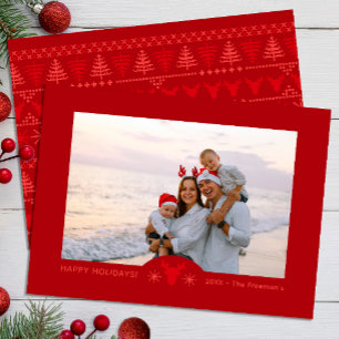 Red Nordic Sweater Christmas Photo Card