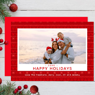 Red Nordic Sweater Pattern Holiday Photo Card