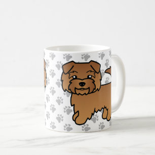 Red Norfolk Terrier Cartoon Dog & Paws Coffee Mug