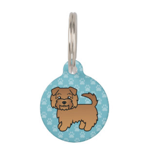 Red Norfolk Terrier Cartoon Dog Pet Tag