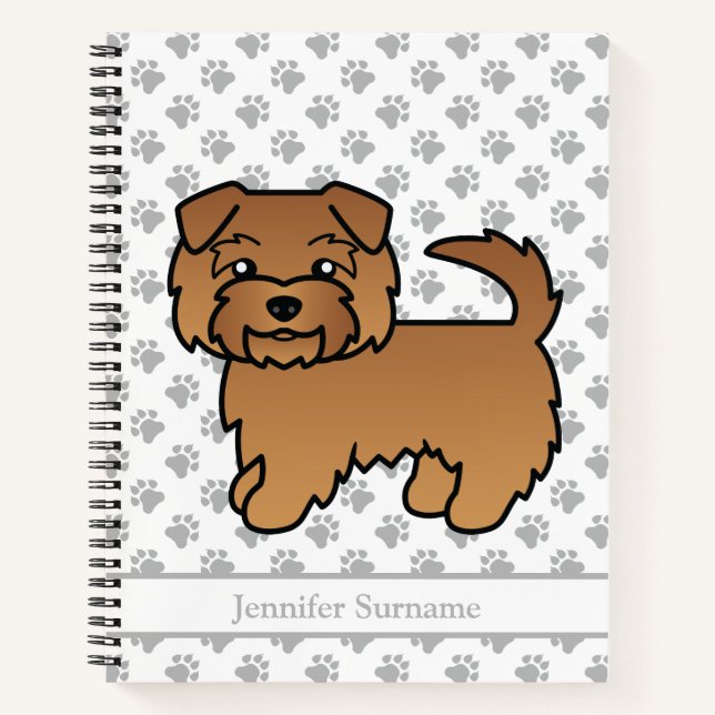 Red Norfolk Terrier Cartoon Dog & Text Notebook (Front)
