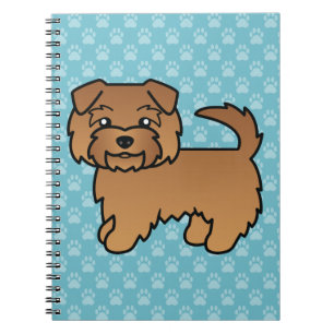 Red Norfolk Terrier Dog Cartoon Illustration Blue Notebook