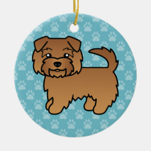 Red Norfolk Terrier Dog Cartoon Illustration Ceramic Tree Decoration