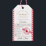 Red North Pole Express Special Delivery Gift Tags<br><div class="desc">These North Pole Express themed Christmas gift tags are the perfect way to add a little extra Christmas magic to your wrapping. The tags can be personalised with your child's name and a preferred method of delivery. All of the text is editable and can be customised to suit your needs....</div>