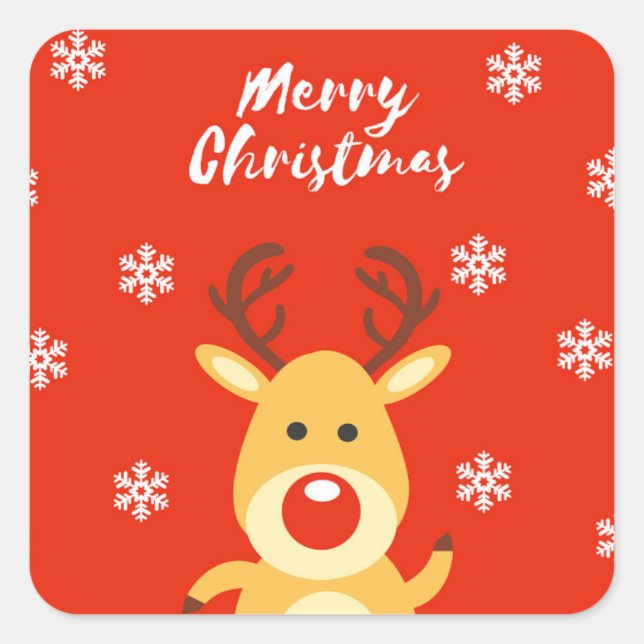 Red nose deerb square sticker (Front)