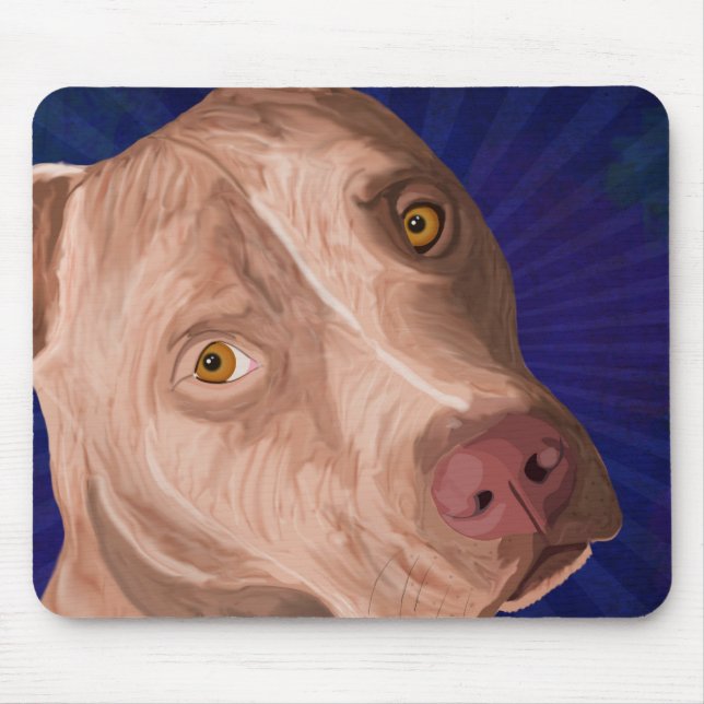 Red Nose Pit Bull with a Blue Background Mouse Mat (Front)