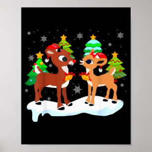 Red Nose Reindeer And Clarice Christmas Tree Kids  Poster