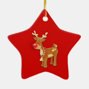 Red Nose Reindeer Ceramic Tree Decoration