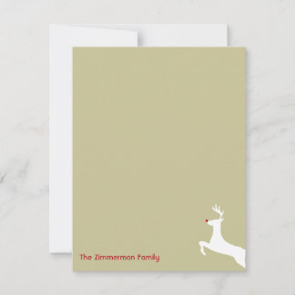 Red nose reindeer Christmas thank you note card