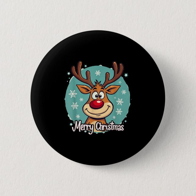 Red Nose Reindeer Funny Merry Christmas Men Women  6 Cm Round Badge (Front)