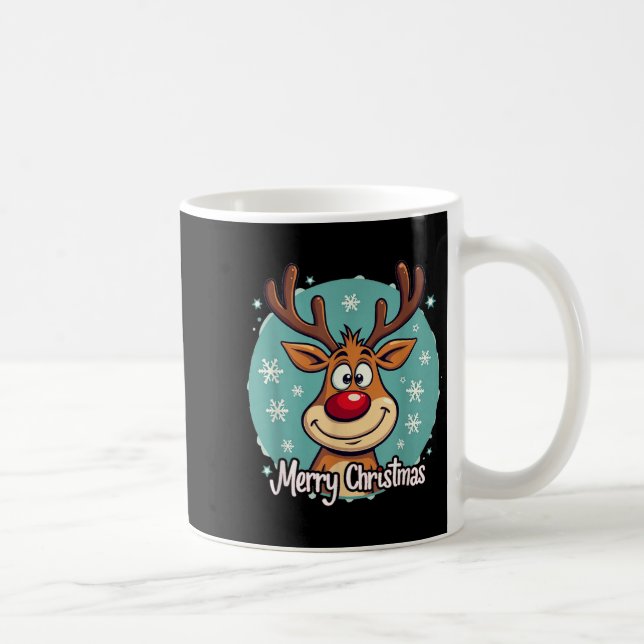 Red Nose Reindeer Funny Merry Christmas Men Women  Coffee Mug (Right)