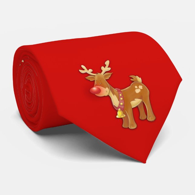 Red Nose Reindeer Red Tie (Rolled)