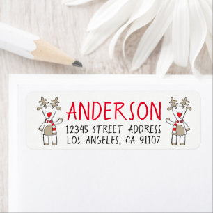 Red Nose Reindeer Return Address Labels
