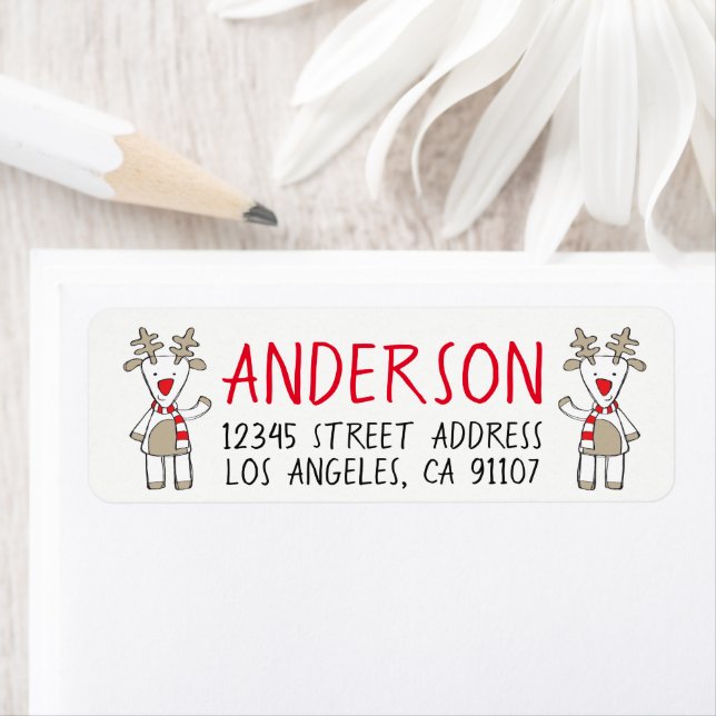 Red Nose Reindeer Return Address Labels (Insitu)