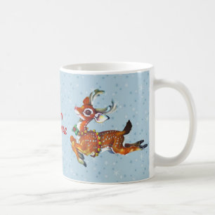 Red Nose Reindeer Vintage Art Coffee Mug