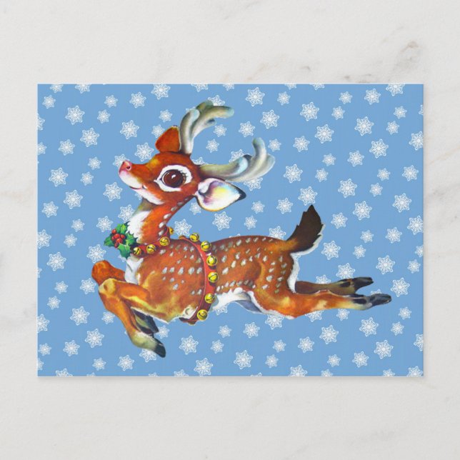 Red Nose Reindeer Vintage Art Postcard (Front)