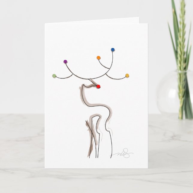 Red-Nosed Christmas Reindeer Holiday Card (Front)