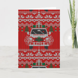 Red Nosed Holiday Road Driver Ugly Sweater Style Card