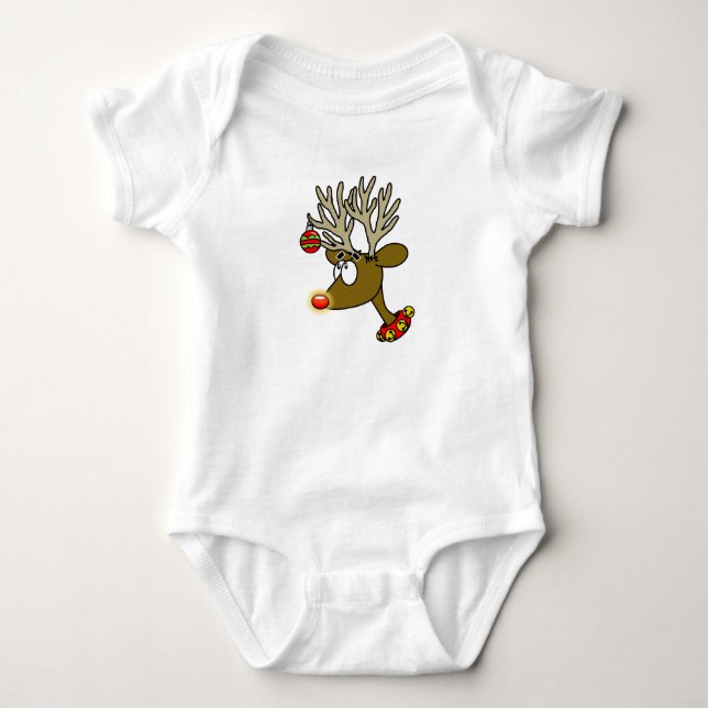 Red Nosed Reindeer Baby Bodysuit (Front)