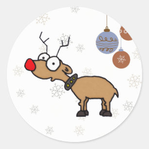 Red Nosed Reindeer Classic Round Sticker