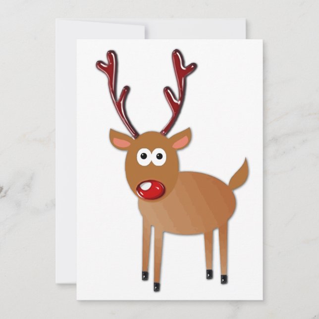 Red Nosed Reindeer Invitation (Front)