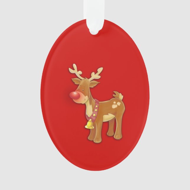 Red Nosed Reindeer Red Ornament (Front)