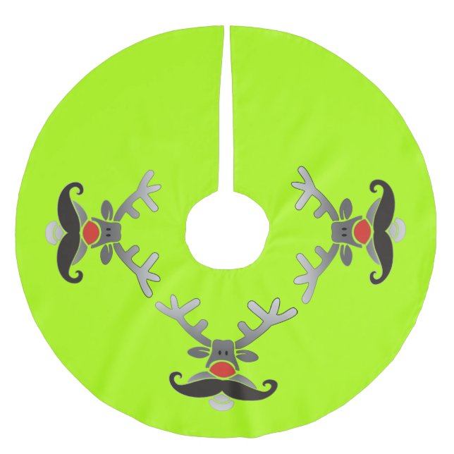 Red Nosed Rudolph with Moustache + your idea Brushed Polyester Tree Skirt (Front)