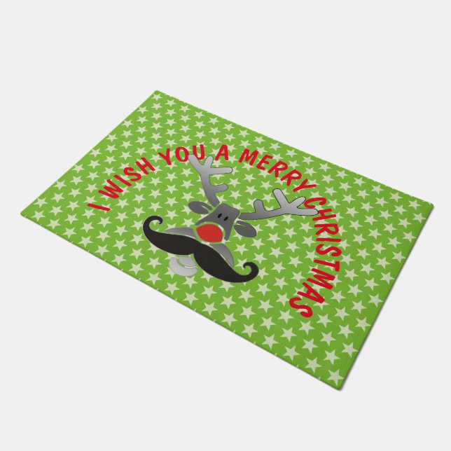 Red Nosed Rudolph with Moustache + your idea Doormat (Angled)