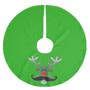 Red Nosed with Moustache Brushed Polyester Tree Skirt