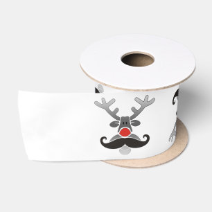 Red Nosed with Moustache + your idea Satin Ribbon