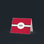 Red Notecard (Folded)<br><div class="desc">A red, personalised, notecard with a smart brown and white, diagonal, stripe and an oval centre for your initials or name. (Designed by Freepik). The card is easy to customise with your wording, font and font colour.Not exactly what you're looking for? All our products can be custom designed to meet...</div>